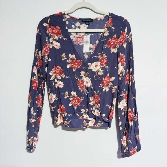 American Eagle Outfitters - Dusty Purple Floral Print Long Sleeve Blouse - Picture 1 of 4
